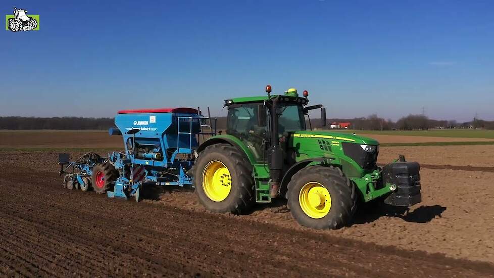 Erwten zaaien met Lemken Compact-Solitair 9 en John Deere 6155R